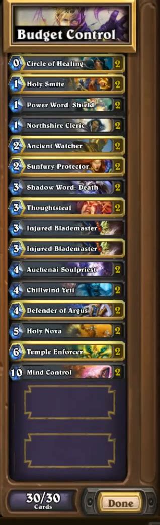 low budget priest control deck.
